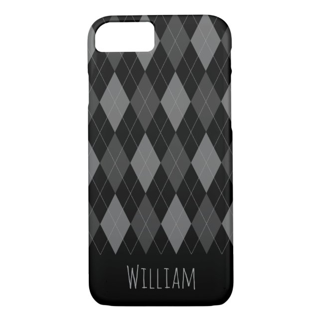 Gray and Black Argyle Pattern iPhone 7/8 Case (Back)