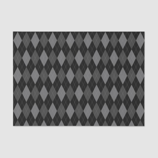 Gray and Black Argyle Pattern Tissue Paper (Front)