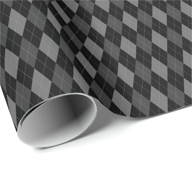Gray and Black Argyle Wrapping Paper (Roll Corner)