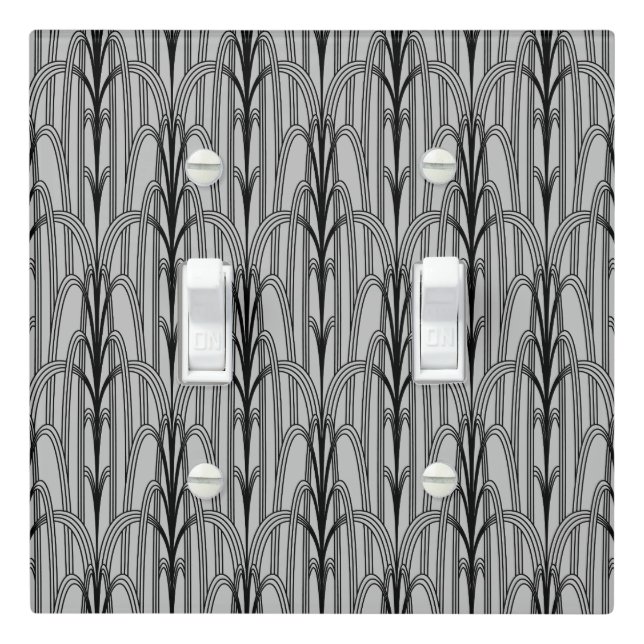 Gray And Black Art Deco  Light Switch Cover (In Situ)