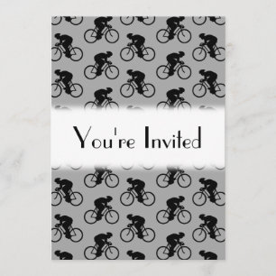 Gray and Black Bicycle Pattern. Invitation