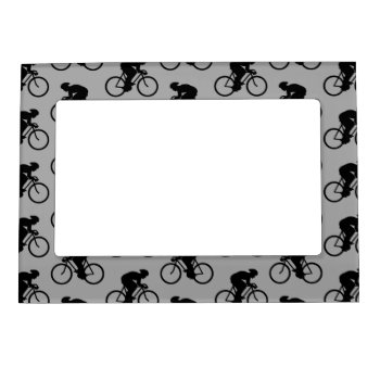 Gray And Black Bicycle Pattern. Magnetic Frame by Metarla_Sports at Zazzle