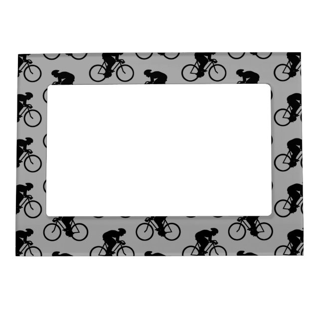 Gray and Black Bicycle Pattern. Magnetic Frame (Front)