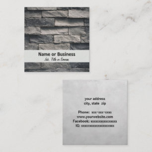 Gray and black brick wall square business card
