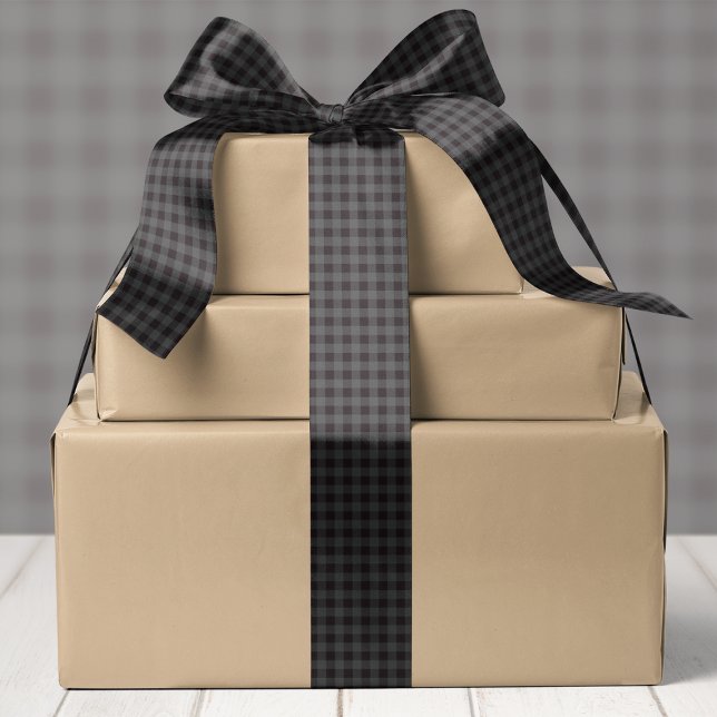 Gray And Black Buffalo Plaid Christmas Satin Ribbon (Creator Uploaded)