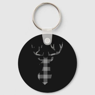Gray And Black Buffalo Plaid Flannel Christmas Dee Keychain