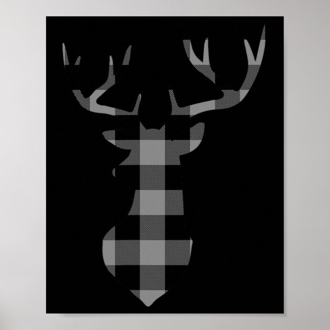 Gray And Black Buffalo Plaid Flannel Christmas Dee Poster (Front)