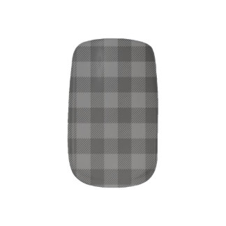 Gray and Black Buffalo Plaid Minx Nail Art