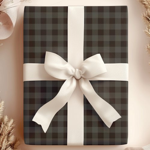 Gray And Black Buffalo Plaid Wrapping Paper