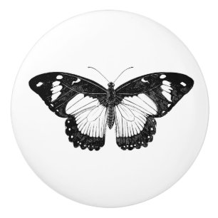 Gray and Black Butterfly Ceramic Knob