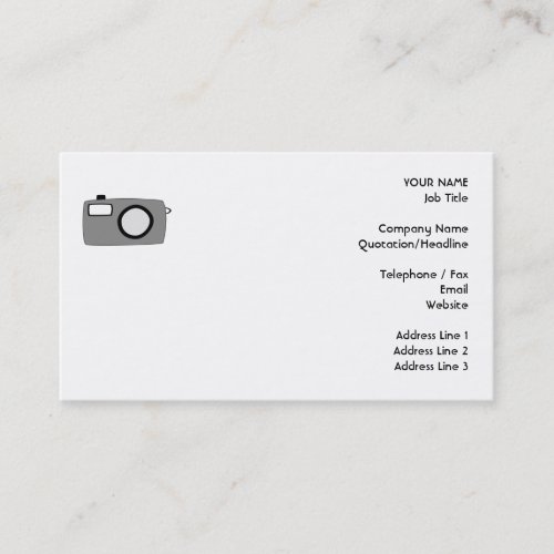 Gray and Black Camera. On White. Business Card Templates
