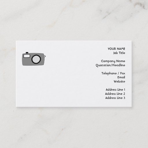 Customizable Gray and Black Camera. On White. Business Card Templates