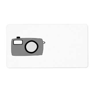 Gray and Black Camera. On White. Label