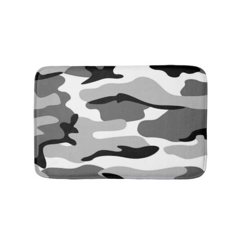 Gray And Black Camouflage Bath Mat