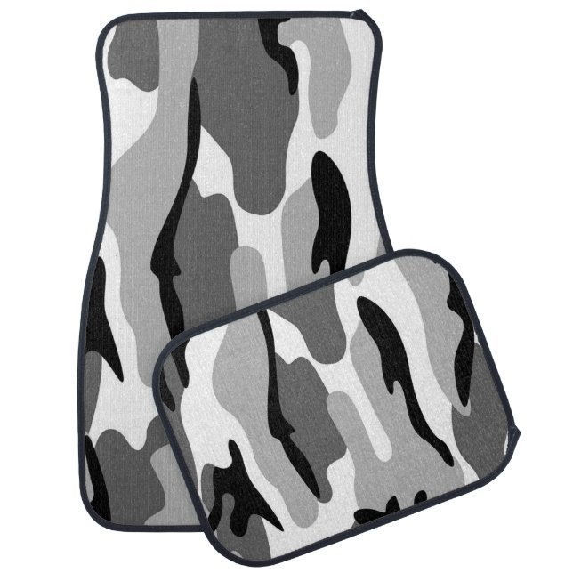Gray And Black Camouflage Car Mats (Set)