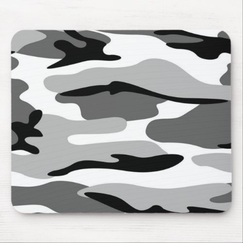 Gray And Black Camouflage Mouse Pad