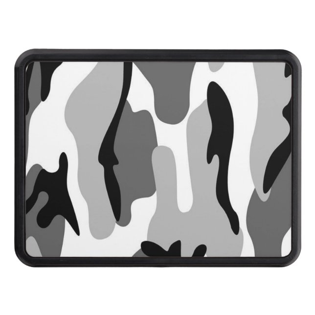 Gray And Black Camouflage Trailer Hitch Cover (Front)