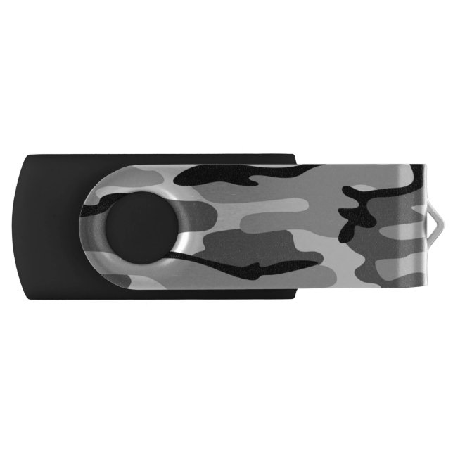 Gray And Black Camouflage USB Flash Drive (Front)