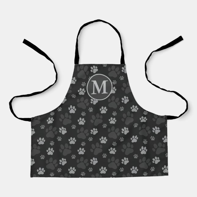 Gray and Black Cat Paw Pattern Apron (Front)
