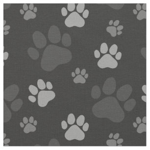 Gray and Black Cat Paw Pattern Fabric