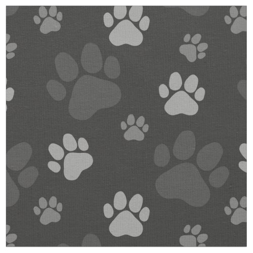 Gray and Black Cat Paw Pattern Fabric