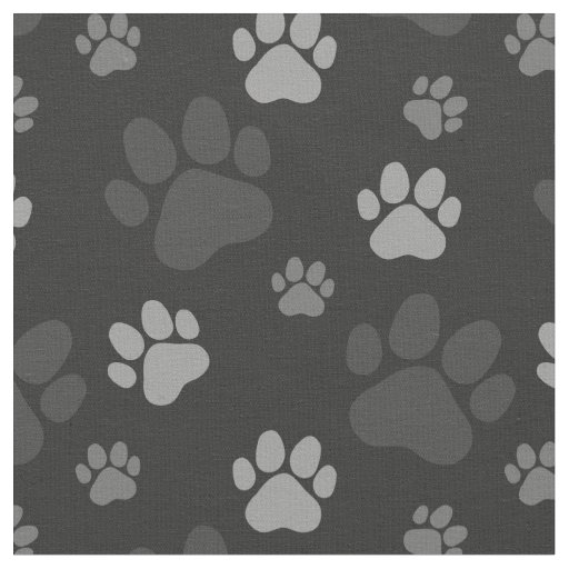 Gray and Black Cat Paw Pattern Fabric