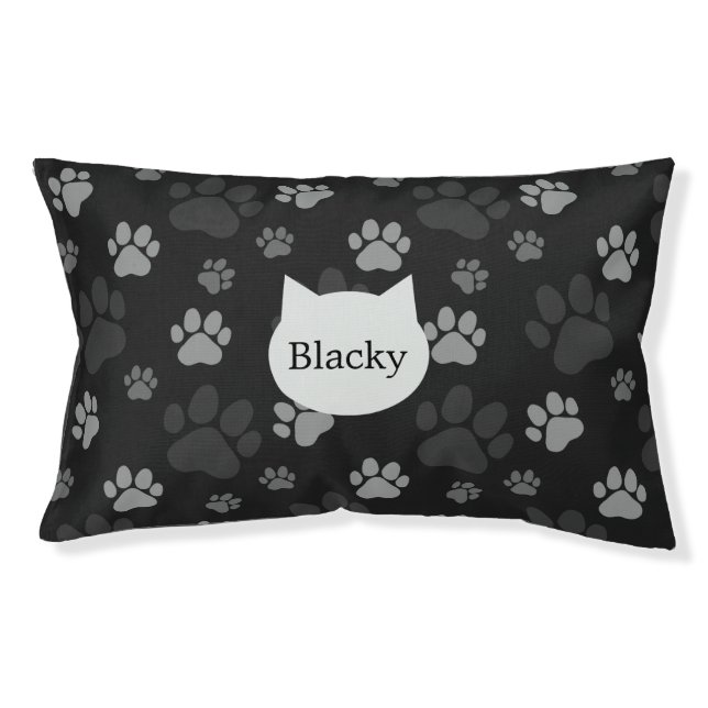 Gray and Black Cat Paw Pattern Pet Bed (Front)