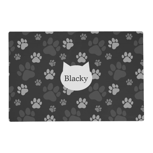 Gray and Black Cat Paw Pattern Placemat (Front)