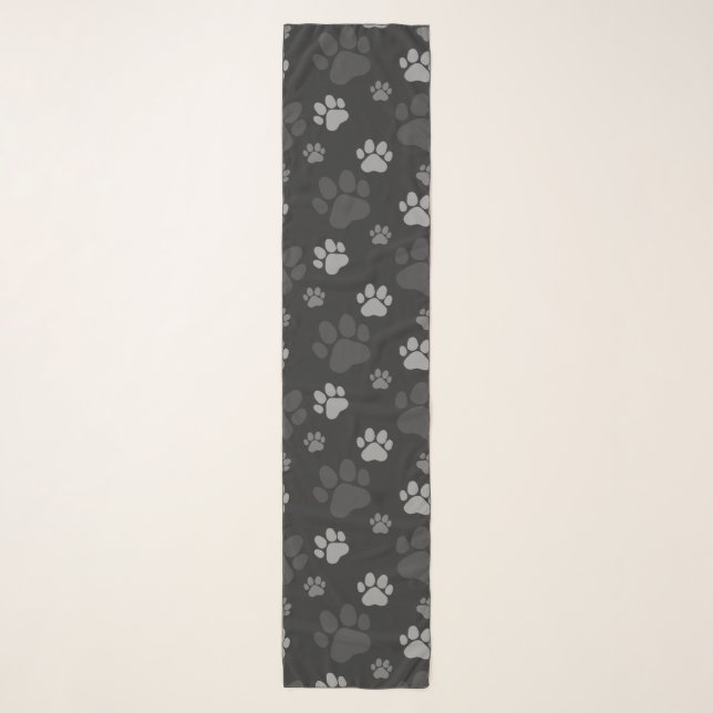 Gray and Black Cat Paw Pattern Scarf (Front)