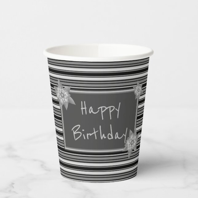 Gray And Black Chalkboard Styled Paper Cups (Left)