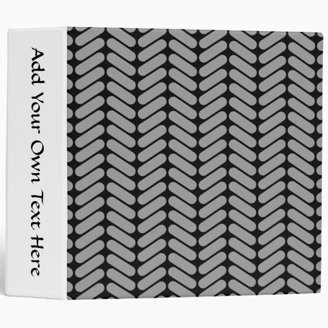 Gray and Black Chevron Pattern. 3 Ring Binder (Front/Spine)