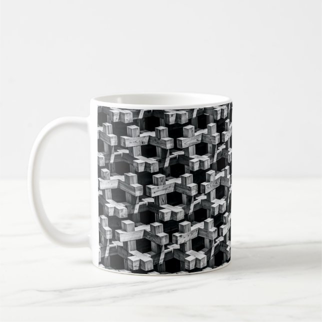Gray and black cross coffee mug (Left)