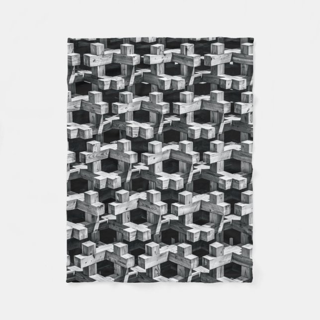Gray and black cross fleece blanket (Front)