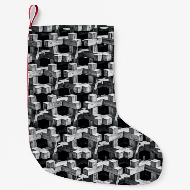 Gray and black cross small christmas stocking (Front)