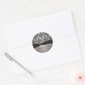 Gray and Black Damask 1.5" Round Sticker (Envelope)
