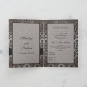 Gray and Black Damask Card Style Evening Invite (Inside)
