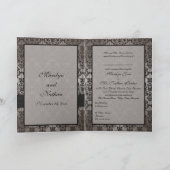 Gray and Black Damask Card Style Wedding Invite (Inside)