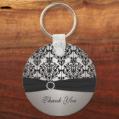 Gray and Black Damask Keychain (Front)