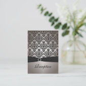 Gray and Black Damask Reception Card (Standing Front)