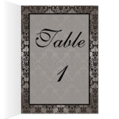 Gray and Black Damask Table Number Card (Inside (Right))