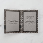 Gray and Black Damask Thank You Card with Photo (Inside)
