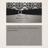 Gray and Black Damask Wedding Favor Tag (Front & Back)
