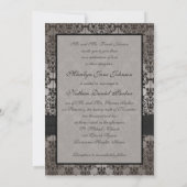 Gray and Black Damask Wedding Invitation (Back)