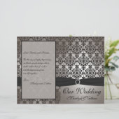 Gray and Black Damask Wedding Program (Standing Front)
