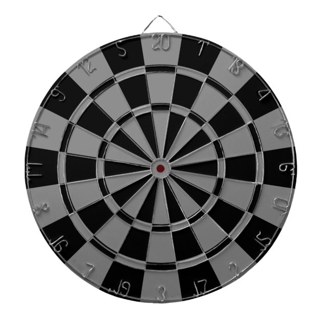 Gray And Black Dartboard With Darts (Front)