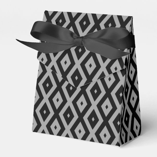 Gray and black diamond pattern favor boxes (Front Side)