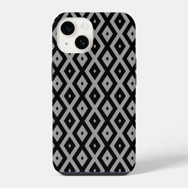 Gray and black diamond pattern iphone case (Back)