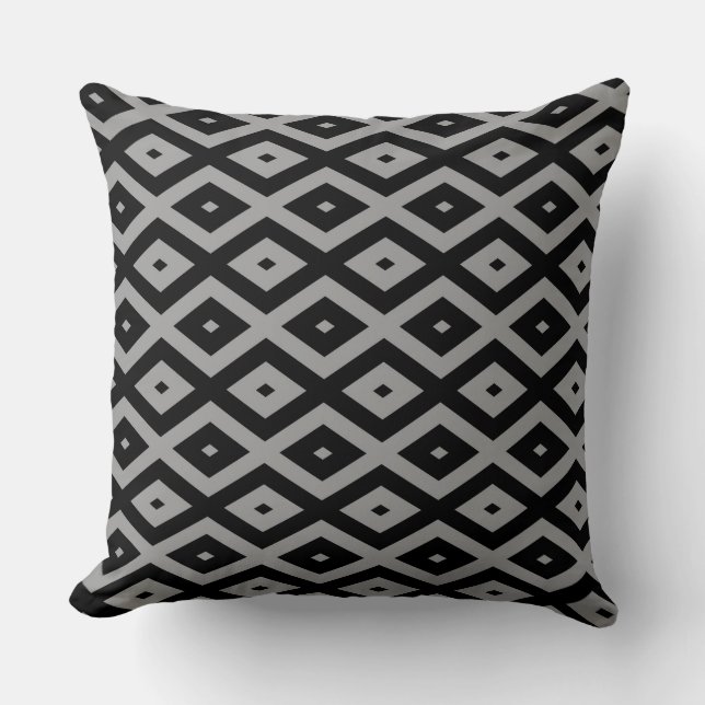 Gray and black diamond pattern throw pillow (Front)