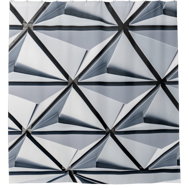 Gray and black digital wallpaper shower curtain (Front)