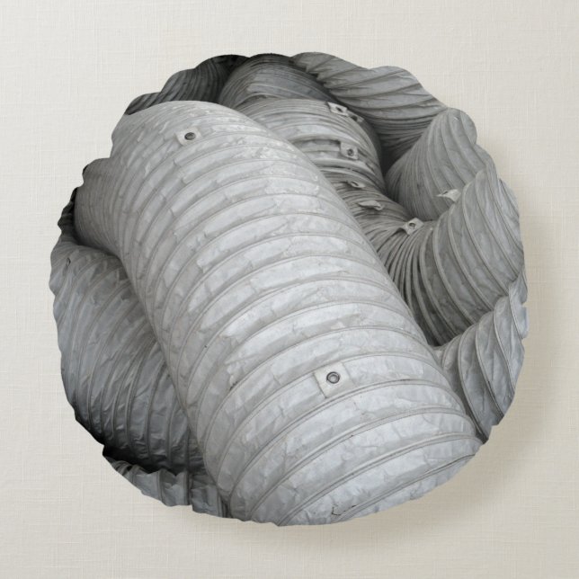 Gray and black fabric sofa round pillow (Front)